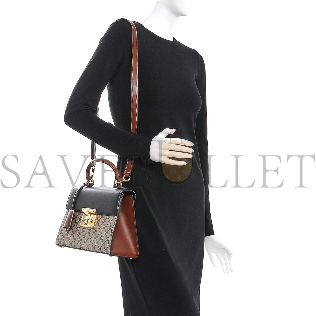 g*u*i gg S*p*e monogram calfskin small padlock top handle bag beige black cuir 43188  (28*19*11cm)